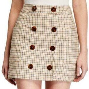 Veronica Beard 'Lorraine' Button-Front Check Mini-Skirt, White Multi